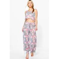 Floral Sheer Printed PJ Set - multi