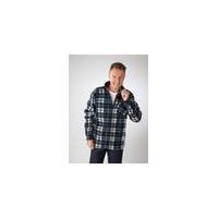 Fleece Shirt with Stand-up Collar, blue checked, various sizes