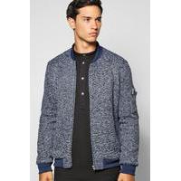 Flecked MA1 Bomber With Sleeve Zip - navy