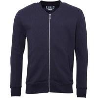 Fluid Mens Brushback Fleece Bomber Jacket Navy