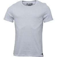 Fluid Mens Roll Back Sleeve Plain T-Shirt White