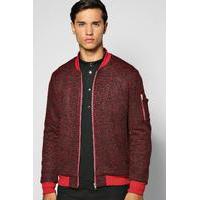 Flecked MA1 Bomber With Sleeve Zip - red