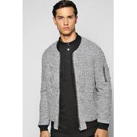 Flecked MA1 Bomber With Sleeve Zip - grey