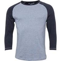 Fluid Mens 3/4 Sleeve Raglan Top Grey Marl/Charcoal Marl