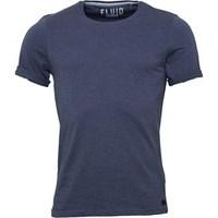 Fluid Mens Roll Back Sleeve Plain T-Shirt Indigo Marl