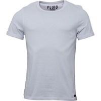 Fluid Mens Roll Back Sleeve Plain T-Shirt White