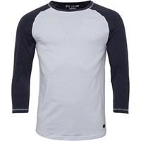 Fluid Mens 3/4 Sleeve Raglan Top White/Navy