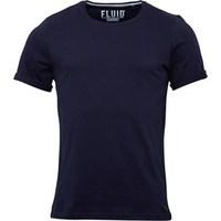 Fluid Mens Roll Back Sleeve Plain T-Shirt Navy
