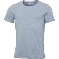 Fluid Mens Roll Back Sleeve Plain T-Shirt Grey Marl