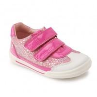 flexy soft turin bright pink leather girls riptape first walking shoes