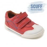 Flexy Soft Turin, Red Leather Boys Riptape First Walking Shoes