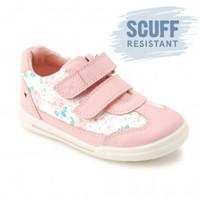 flexy soft turin pink floral leather girls riptape first walking shoes