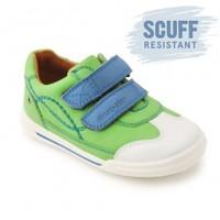 flexy soft turin green leather boys riptape first walking shoes