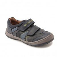 Flexy Tough Pre, Navy Blue Leather Boys Riptape Pre-school Shoes