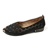 Flats Summer Ballerina Leatherette Office Career Dress Casual Flat Heel Hollow-out Walking