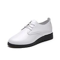 Flats Summer Comfort Leatherette Outdoor Office Career Casual Flat Heel Lace-up Black White Army Green Walking