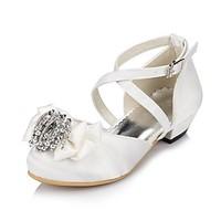 Flats Spring Summer Fall Winter Comfort Light Up Shoes Satin Wedding Flat Heel Satin Flower Flower Ivory White