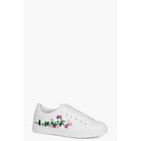 floral embroidered trainer white