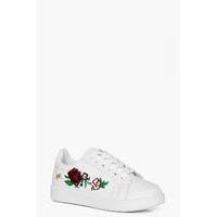 floral embroidered trainer white