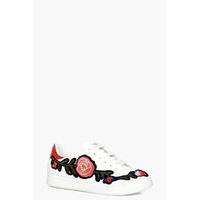 Floral Embroidered Trainer - red