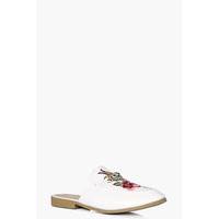 Floral Embroidered Mule Loafer - white