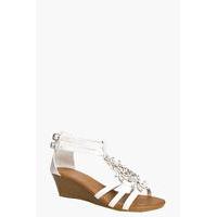 floral embellished demi wedge white