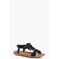 Flower Embellished Sandal - black