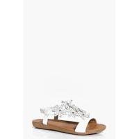 flower embellished sandal white