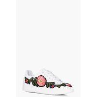 floral embroidered trainer white