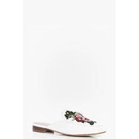 Floral Embroidered Mule Loafer - white