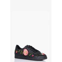 floral embroidered trainer black