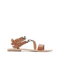 flat leather sandals with plaited detail