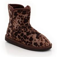 Flat Leopard Print Fur-Lined Ankle Boots