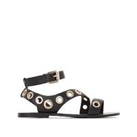 flat leather sandals with eyelet detailing