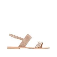 flat leather sandals with plaited detail