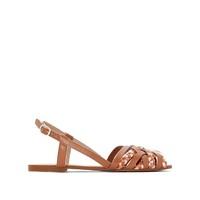 flat leather sandals with plaited detail