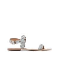 Flat Leather Sandals with Plaited Detail