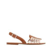 Flat Leather Sandals with Metal Detail