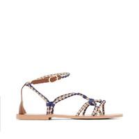 Flat Leather Sandals with Plaited Detail