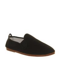 flossy plimsole black canvas