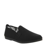 flossy elastic pumps black mono canvas