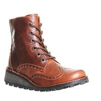 Fly London Marl Lace Up Boot BRICK LEATHER