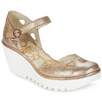 fly london yuna womens court shoes in gold