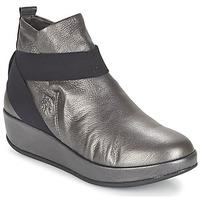 fly london beta womens mid boots in silver