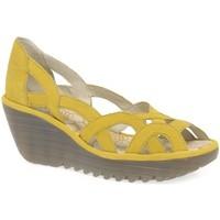fly london yadi womens wedge heel sandals womens sandals in yellow