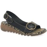 fly london tram womens casual sandals womens sandals in black