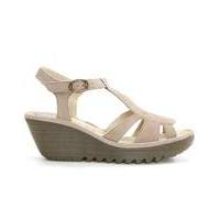 Fly London Leather T Bar Wedge Sandal