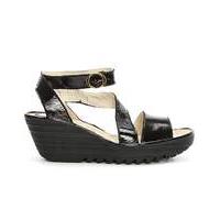 Fly London Patent Leather Wedge Sandal