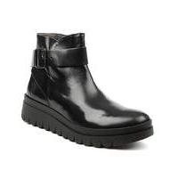 fly london black buckle wedge ankle boot