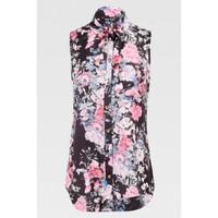 FLORAL SATEEN SLESS SHIRT